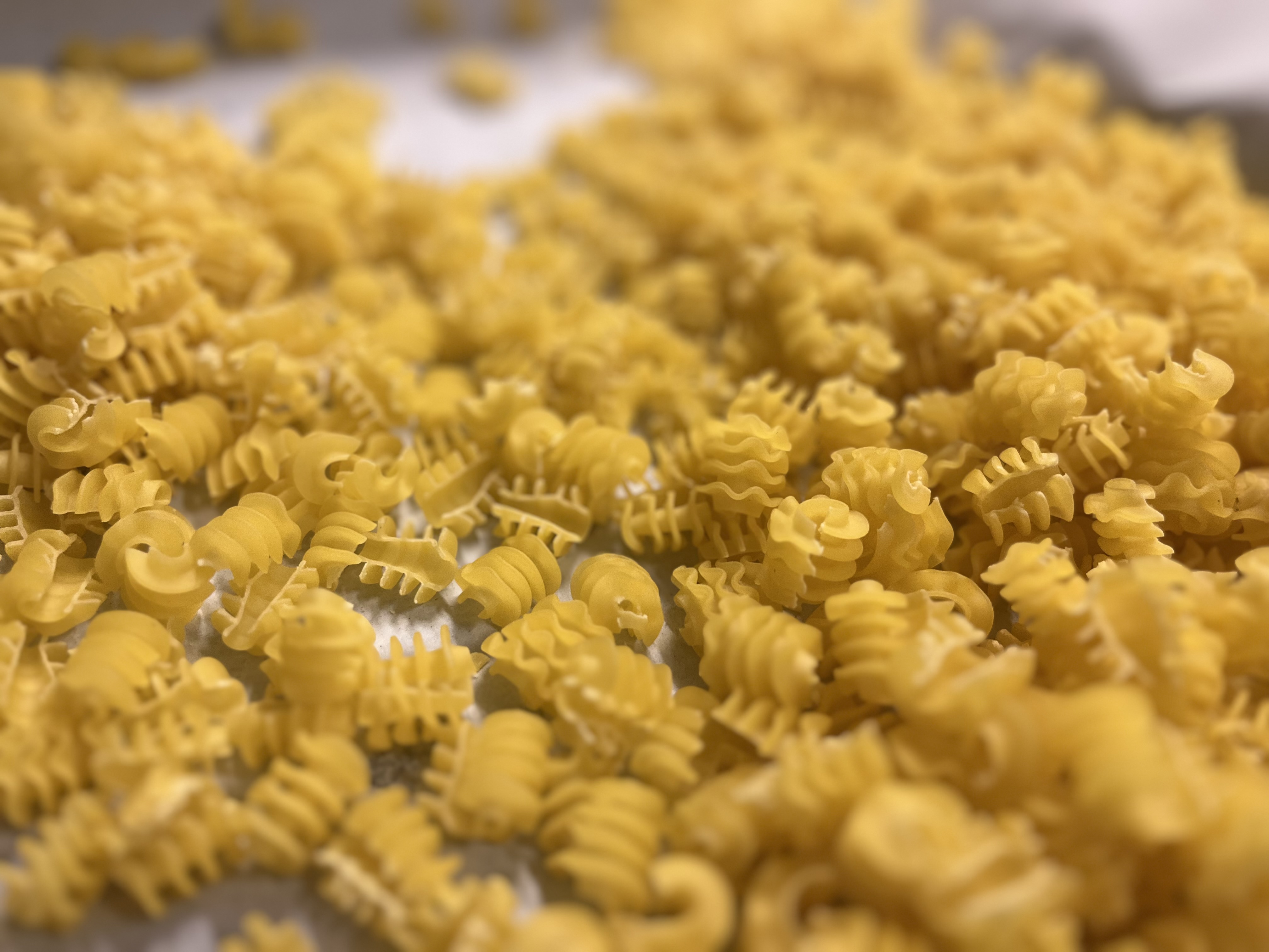 Frische Pasta auf einem Backblech